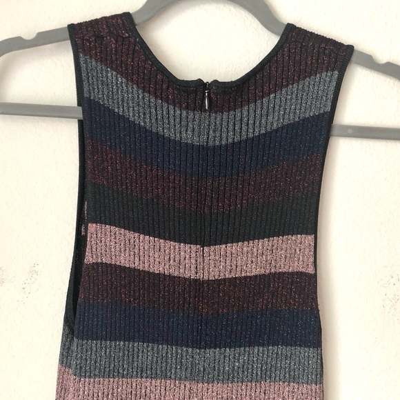 CLOSEOUT \Parker\• Multi-Stripe Pleated Midi Dress - Picture 9 of 16